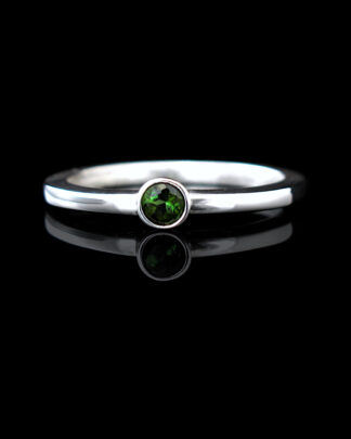 silver and green tourmaline ring
