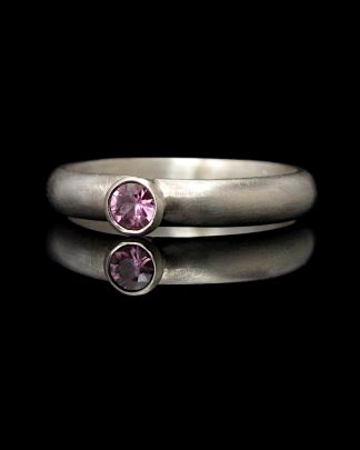 silver and pink sapphire ring